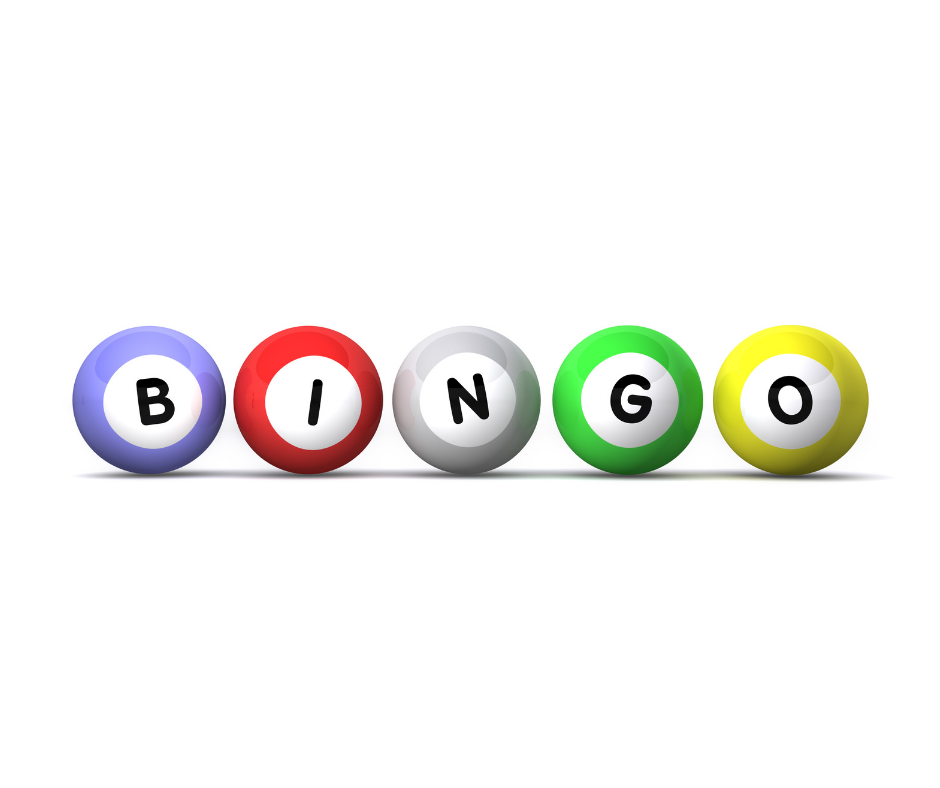 bright colored balls that spell bingo