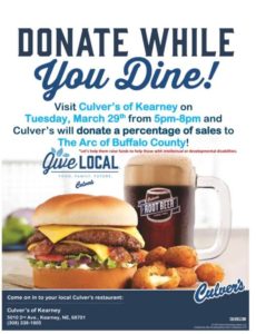 Culvers Fundraiser Night March 29 from 5-8 pm