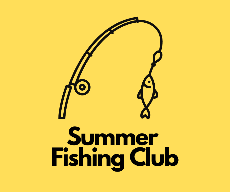 fishing pole with a fish and the words summer fishing club